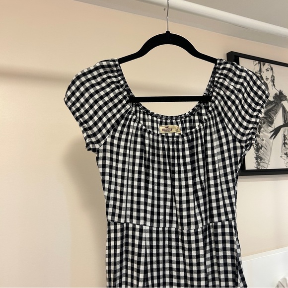 Hollister gingham checker print style dress size small black and white - Picture 4 of 5